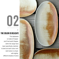 Assiettes pour manger longues en céramique, assiettes à aliments de Restaurant rustiques et créatives de haute qualité assiette ovale en porcelaine de styliste