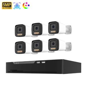 Sistema de cámara de seguridad IP a prueba de agua de 5MP, 6 CANALES, detección de movimiento, visión nocturna colorida, sistema de vigilancia de red Poe en la nube - Product Image 1