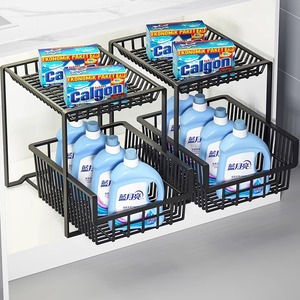 Kitchen Cart Under-sink Storage <b>Rack</b> Kitchen Cabinets Dishware <b>Plate</b> Storage Pull-out Spice <b>Rack</b> Modern Metal Design Adjustable - Product Image 4