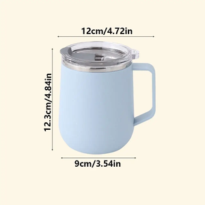 แก้วกาแฟสแตนเลส 304 ขนาด 12 ออนซ์ เก็บความร้อนได้ดี ฝาปิดกันรั่วซึม พร้อมหูจับ เก็บอุณหภูมิได้นาน 6-12 ชั่วโมง - Product Image 2