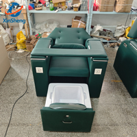 Fauteuil de pédicure électrique inclinable avec massage par pétrissage, système de jets sans tuyauterie à drainage automatique, mobilier de salon de manucure