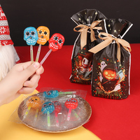 Sucette Crâne Lumineuse dans le Noir 12g avec Bâton Fluorescent Bonbon Dur pour Fête Nocturne d'Halloween