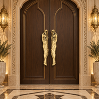 Poignée de porte en verre de luxe personnalisable, grande taille, en bronze antique, pour salle de banquet et hôtel