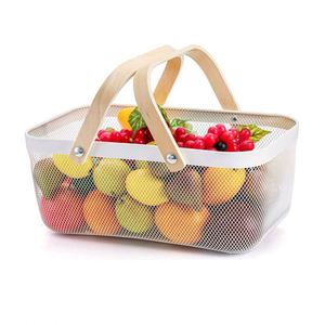 <b>Mesh</b> Storage <b>Basket</b> with Handle Garden Harvest Fruit <b>Basket</b> Bin Multi-Functional Metal Wire Picnic <b>Basket</b> - Product Image 4
