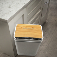 Poubelle rectangulaire en acier inoxydable avec capteur, 30 L (8 gallons), avec couvercle, pour la maison, la cuisine, le bureau – Meilleure vente en Europe