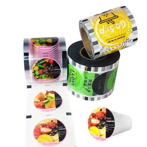 custom lidding film printing jelly milk tea juice bubble tea lid plastic heat seal packaging cup sealing plastic film roll