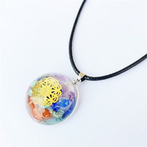 Commercio all'ingrosso Organite pietre preziose colorate Orgonite Chakra guarigione <span class=keywords><strong>ciondolo</strong></span> <span class=keywords><strong>fiore</strong></span> <span class=keywords><strong>della</strong></span> <span class=keywords><strong>vita</strong></span> metallo Orgone energia cristallo collane di chiusura - Product Image 5