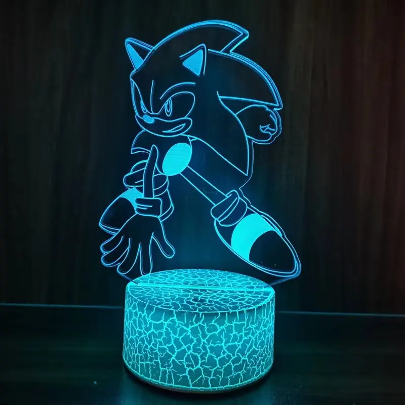Lampe à 7 couleurs changeantes, modèle de figurine sonique 3D