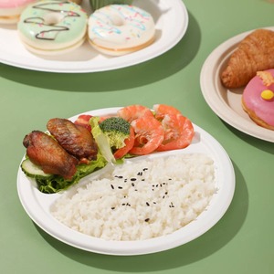Assiettes de service jetables écologiques sans BPA à 3 compartiments, 9 pouces, 51 % bagasse de <span class=keywords><strong>bambou</strong></span>, 49 % canne à sucre, pour la rentrée scolaire - Product Image 4