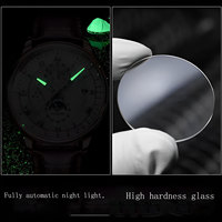 Montre-Bracelet Homme Personnalisée OEM, Vente Chaude, Lumineuse, Étanche, Analogique, Squelette à Remontage Manuel, Montre à Quartz Tendance pour Homme
