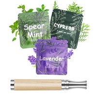 Inhalateur d'huiles essentielles anti-faim, embout rond en bois de hêtre, bâtonnet respiratoire, saveur pure de lavande pour la maison et le bureau