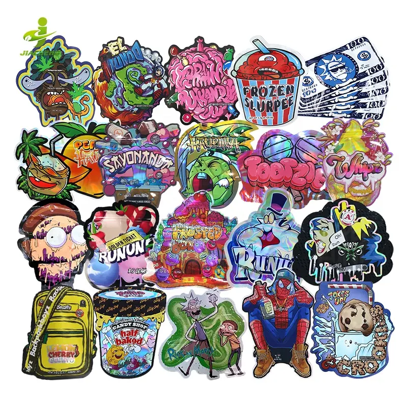 Impression personnalisée refermable 3.5g 8e 3.5 biscuits vides bonbons forme spéciale ziplock anti-odeur découpe cali packs découpés sacs en mylar