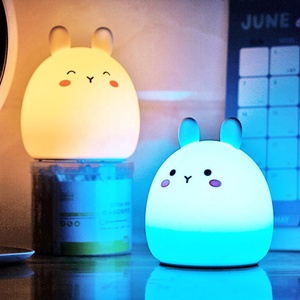 Colorful Rabbit Small <strong>Cat</strong> Soft Silicon LED <strong>Night</strong> <strong>Light</strong> for Kids Children Table Lamp Bedroom <strong>Light</strong> Changing Tap Control Remote - Product Image 2