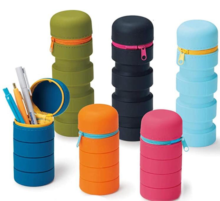 Новинка, студенческие канцелярские товары, милый мультяшный силиконовый пенал для канцелярских принадлежностей, выдвижной пенал для карандашей с логотипом на заказ, силиконовый пенал большой емкости