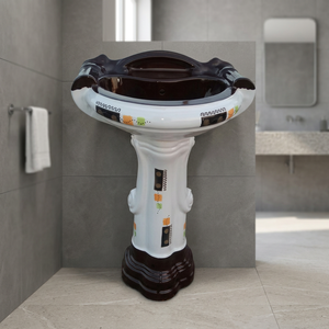 Big Sterling 26x21 Inch Ceramic Rectangular Wash Basin with Full Pedestal Bathroom Sanitary Ware - Product Image 2