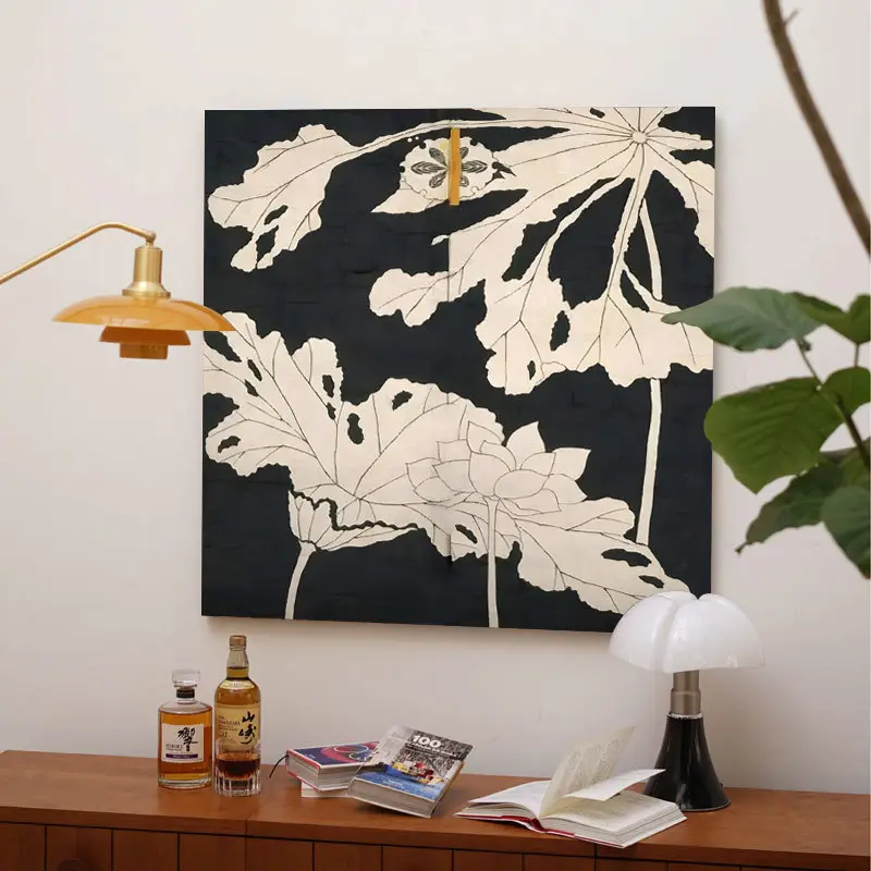 Móveis coração MD | Quarto Decoração Impressionista Estilo Chinês Tradicional Wall Art Lotus Folhas Pintura A óleo