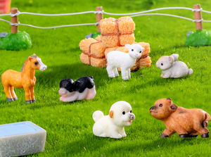 Cordero conejo cachorro lechón <span class=keywords><strong>ganado</strong></span> pony resina animal estatuilla chico niños juguetes en <span class=keywords><strong>miniatura</strong></span> figuras para el jardín objetos decorativos - Product Image 2