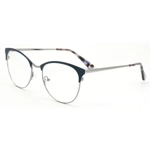 Round semi rimless glasses metal eyeglass frames eyeglasses specs