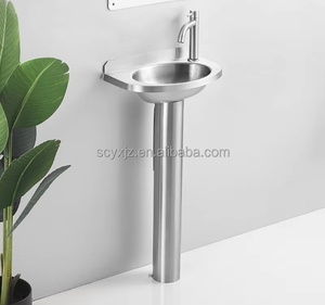 <span class=keywords><strong>Lavabo</strong></span> a colonna moderno per piccoli appartamenti con scarico, <span class=keywords><strong>in</strong></span> <span class=keywords><strong>acciaio</strong></span> inossidabile 304 lucidato, a foro singolo per <span class=keywords><strong>bagno</strong></span> - Product Image 4