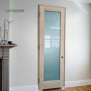 Portes d'entrée en bois de chêne acajou insonorisées originales modernes avec vitrage pour maisons, chambre à coucher, portes intérieures en bois massif simples - Product Image 5