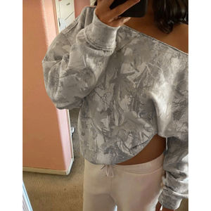 Ensemble deux pièces pour femmes, sweat-shirt à une épaule à imprimé camouflage, pantalon long, coupe ajustée, style streetwear américain décontracté - Product Image 3