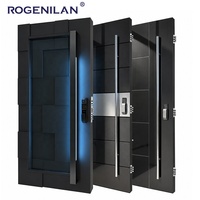Porta d'Ingresso Moderna in Alluminio Rogenilan, Porta di Sicurezza Antieffrazione con Intaglio 3D per Villa