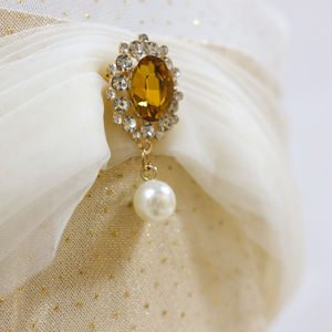 שמלת נסיכה ללא שרוולים עם פאייטים בצבע שמפניה, שמלת טול עם קשת ופנינים, שמלת מקסי, שמלת נשף לילדות, לחתונה, יום הולדת, תחרות יופי, מסיבה - Product Image 6