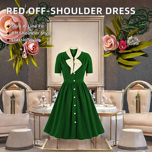 Collar Design Three Layer Ruffles Sleeves Empire A-Line Bandage Dress Elegant Ladies <b>Red</b> Cocktail - Product Image 2