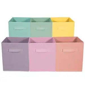 Çoklu renkler katlanabilir olmayan dokuma kumaş saklama giysi kutusu organizatör oyuncak depolama küp kutusu