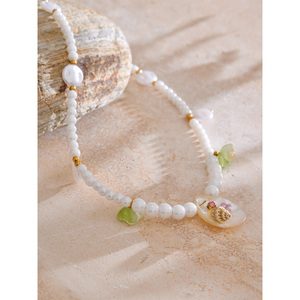 JINYOU Collar de Joyería para Mujer, Colgante de Concha de Perla de Barak Simulada, Flor Esmaltada, Verano, 592 - Product Image 2