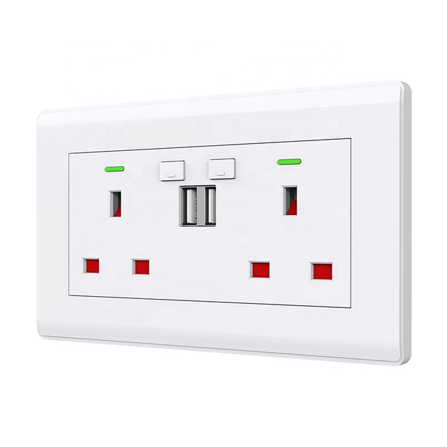 UK Standard Tuya Smart Home Alexa Google Home Control Smart Electric Plug Socket Smart Socket Double Wifi Smart Wall Socket
