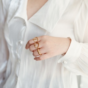 Manufacturer Custom <b>Ring</b> Heart Shape 14K 18K <b>Gold</b> Irregular <b>Rings</b> for Women - Product Image 6
