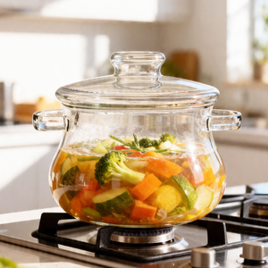 Casserole en verre moderne de 2,5 L avec couvercle, compatible avec les plaques de cuisson, en verre borosilicate <span class=keywords><strong>pour</strong></span> la cuisson des ragoûts et des pâtes, compatible avec les cuisinières à gaz, passe au lave-vaisselle et au four - Product Image 6