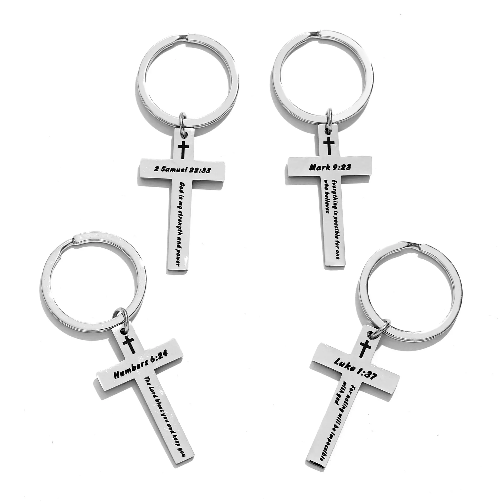 Kadınlar erkekler için hıristiyan hediyeler çapraz metal anahtar zincirleri İlham İncil Verse dini anahtarlıklar İncil Verse anahtarlık takı