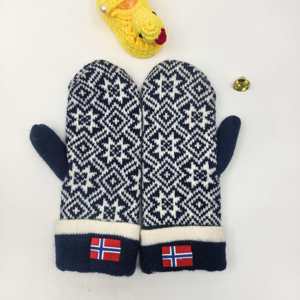 Mitaines épaisses en tricot torsadé rayé pour <span class=keywords><strong>femme</strong></span>, en acrylique et coton, thermiques, coupe-vent, doublées polaire, pour l'hiver et le froid - Product Image 5