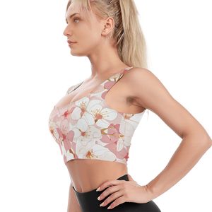 Image personnalisée soutien-gorge de sport pour entraînement actif haut léger rembourré haut court bretelles réglables soutien-gorge de yoga élasticité doublure en spandex imprimé - Product Image 5