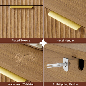 Commode à tiroirs pour chambre à coucher avec 8 tiroirs, 55 pouces de large, commode moderne avec poignée en métal - Product Image 3