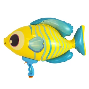 Pistola de agua inflable para niños y adultos, juguete de piscina en forma de pez para fiesta en la piscina