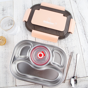Exquisite Portable Custom Color 304 Stainless Steel Kids Lunch Box With Compartments Students Lunch Bento Factory Direct