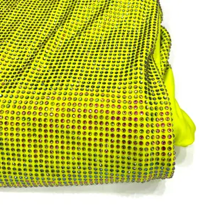 S560 Hotfix tessuto colorato strass maglia morbido strass elasticizzato tessuto di Tulle con strass
