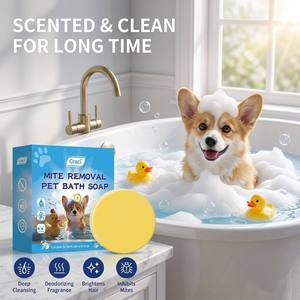 Jabón de Baño para Mascotas de 80g para Eliminar Ácaros, Limpieza Profunda Natural, Desodorizante, Barra de Champú para Perros y Gatos, Venta al Por Mayor de Fábrica - Product Image 4