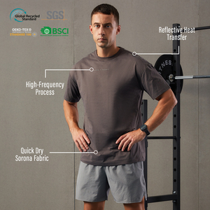 OEM HUCAI Custom Cotton <strong>Spandex</strong> Activewear Regular Fit High-Frequency Sorona Leisure Top Gym Workout Sports t Shirt - Product Image 3