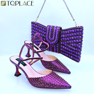 Ensembles de chaussures et de sacs <span class=keywords><strong>bleu</strong></span> <span class=keywords><strong>marine</strong></span> Chaussures et sacs de marque Ensembles assortis Tempérament haut de gamme Plein diamant pour dame - Product Image 5