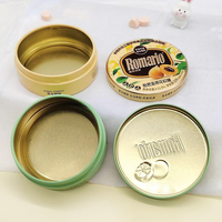 Boîte à bonbons ronde en métal imprimé, intérieur doré, boîte de rangement portable pour herbes et bonbons mous