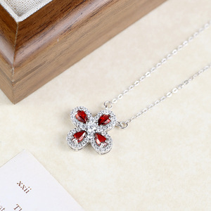 Collar de Plata de Ley 925 con 9 Piedras Naturales en Forma de Pera de 3*5mm, Diseño de Trébol de 4 Hojas, Joyería de Cristal y Piedras Preciosas al por Mayor - Product Image 2