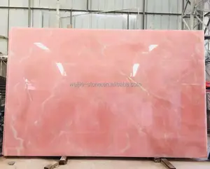 Panneau mural en marbre à Texture d'onyx rose rétro-éclairé de luxe pour Villa