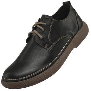 Chaussures habillées pour hommes en cuir véritable à bout rond, lacées, confortables, pour le bureau et la carrière, toutes saisons, semelle extérieure en caoutchouc - Product Image 4