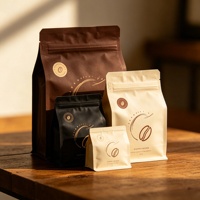 Sachets de café personnalisés en gros à huit soudures, pochettes d'emballage de café hermétiques à fermeture éclair pour grains et poudre de café