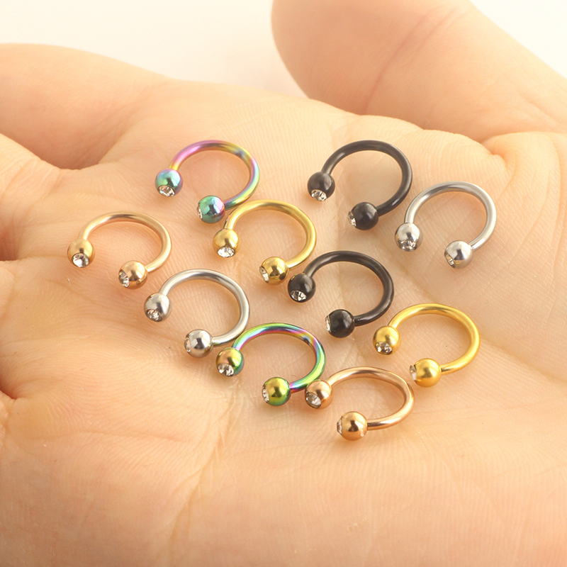 5-Piece Stainless Steel Nose Hoop & Septum Ring Set – 18g (1mm) Bolt Closure, Body Jewelry