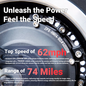 72V40AH 10000W Dual Motor Foldable Waterproof Aluminum Full Suspension <b>Scooter</b> 80-120km Range - Product Image 3